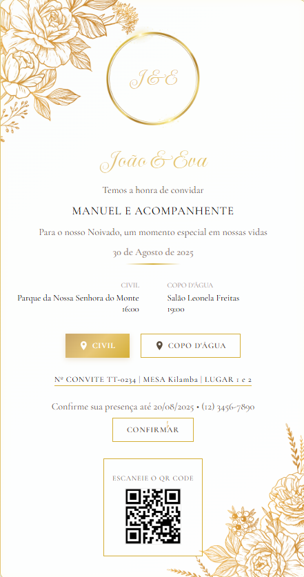 Modelo Casamento Dourado